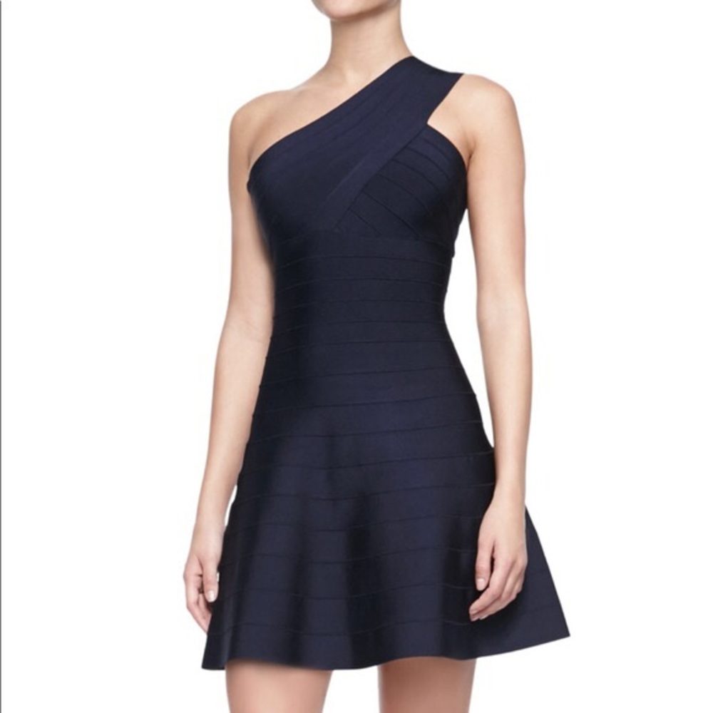 Authentic NWOT Herve Leger navy bandage mini dress